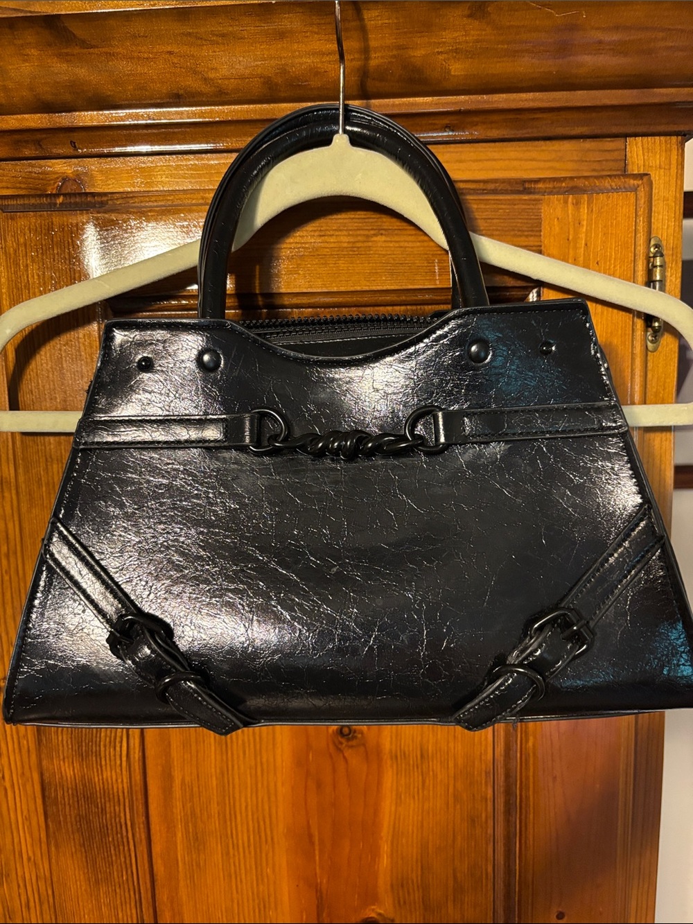 Daisy Fuentes Black Women’s Structured Top-Handle Bag 13X8X5 inches